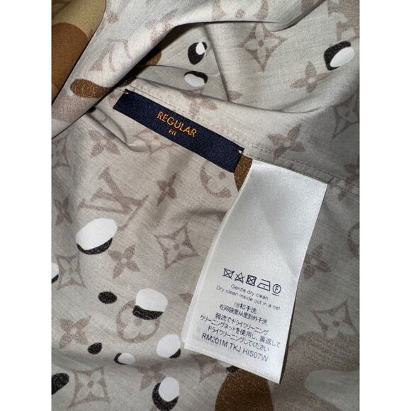 Louis Vuitton Desert Camo DNA Long Sleeve Logo Monogram Button Up Down Shirt S - Picture 16 of 16